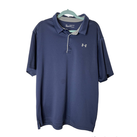 Under Armour Men's Polo Shirt in Blue Heatgear Loose Fit Size 2XL - Picture 1 of 4